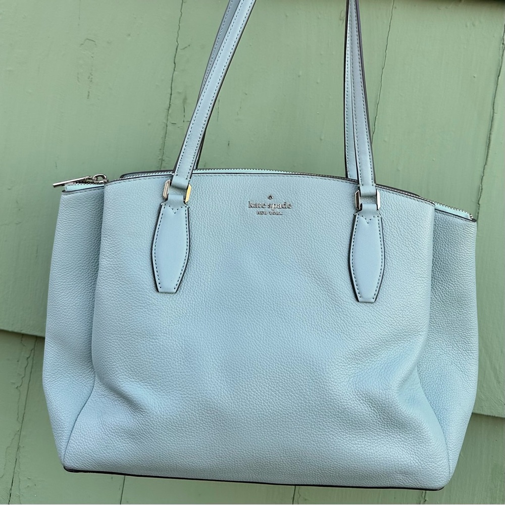 kate spade New York Pebbled Leather Tote Bag in Light Blue